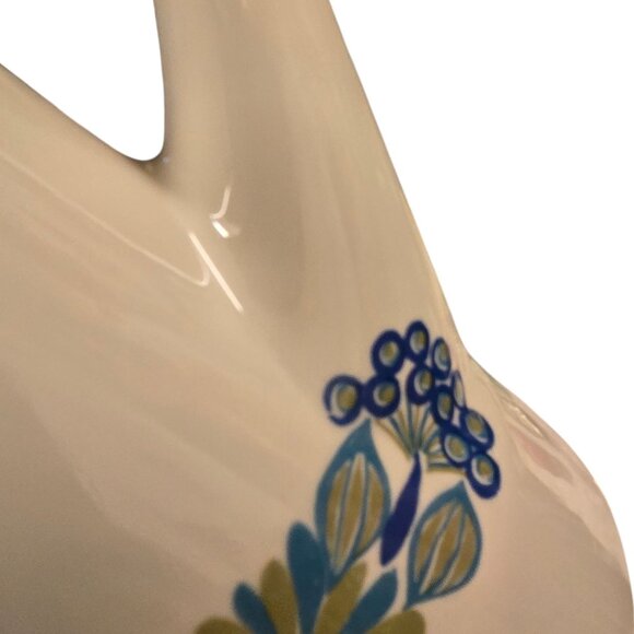 Mid Century Modern Ceramic Teapot Floral Design Figgjo Flint Blue Flowers - Picture 10 of 16